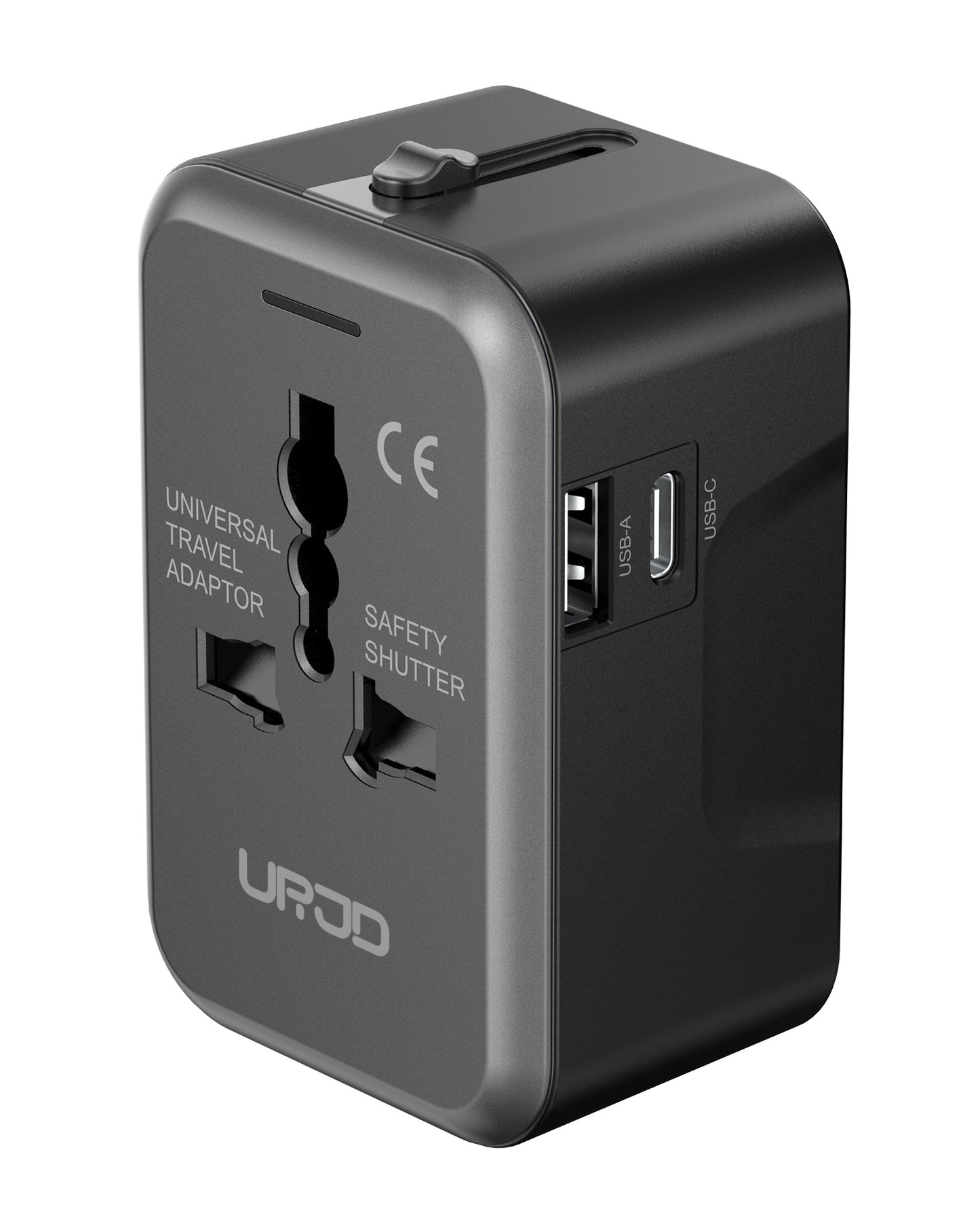 Universal Travel Adapter with (Type C+USB) 2 USB Ports & AC Outlet, International Plug Adapter Converter, Type C/A/G/I All in One Wall Charger Worldwide Travel Adaptor for US to EU UK AUS Asia