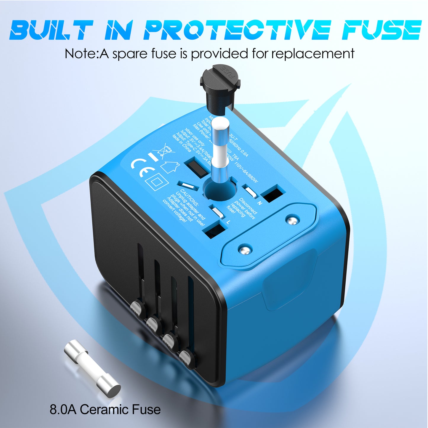 El Adaptador de Viaje Universal URJD Ofrece 5,6 A, 3 Puertos USB Tipo C de 3,0 A, 1 Puerto USB de 2,4 A y Tomas de CA, Adaptador de Enchufe de Cargador de Pared Internacional para EU, UK, US, AUS