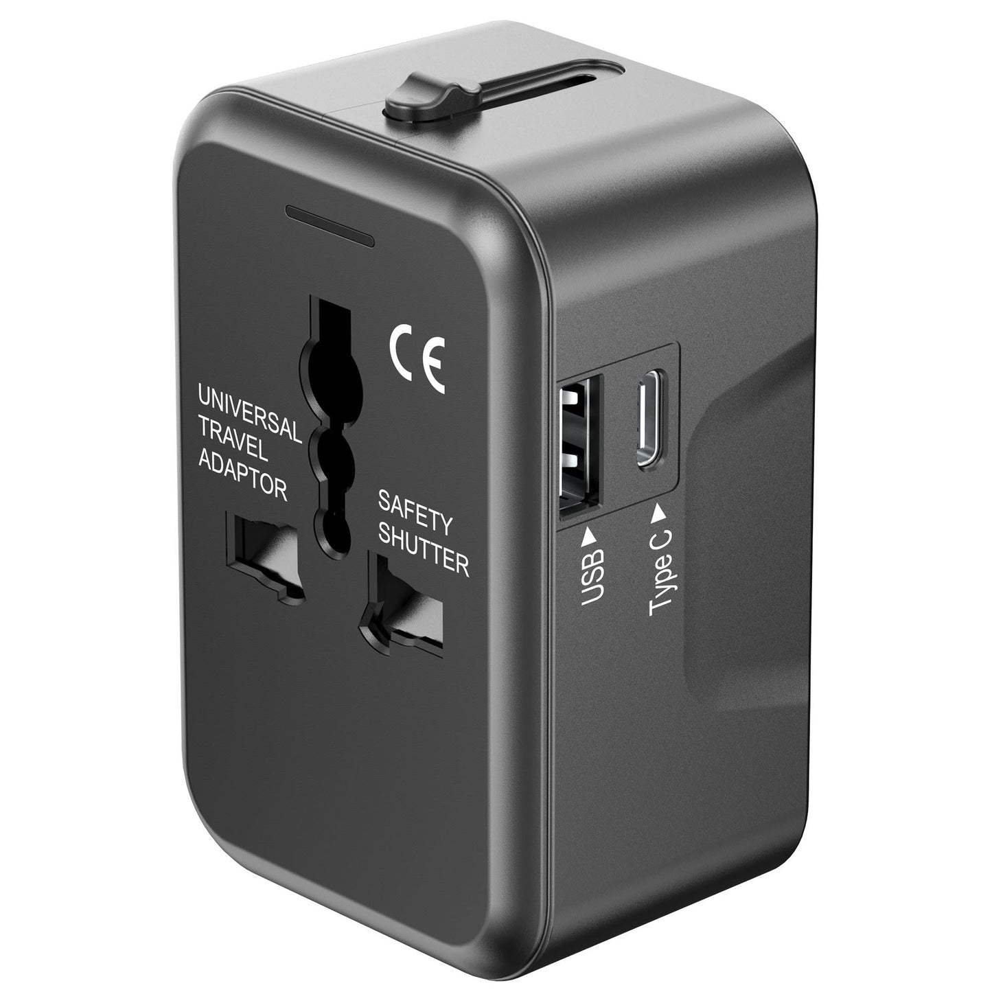Universal Travel Adapter with (Type C+USB) 2 USB Ports & AC Outlet, International Plug Adapter Converter, Type C/A/G/I All in One Wall Charger Worldwide Travel Adaptor for US to EU UK AUS Asia