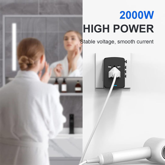 JMFONE 35W PD Universal Travel Adapter, Fast Charging International Power Plug Adapter with 3*USB-A & 2*USB-C Ports and Multi AC Sockets, All-in-one Travel Outlet Conversion Plugs for 200+ Countries