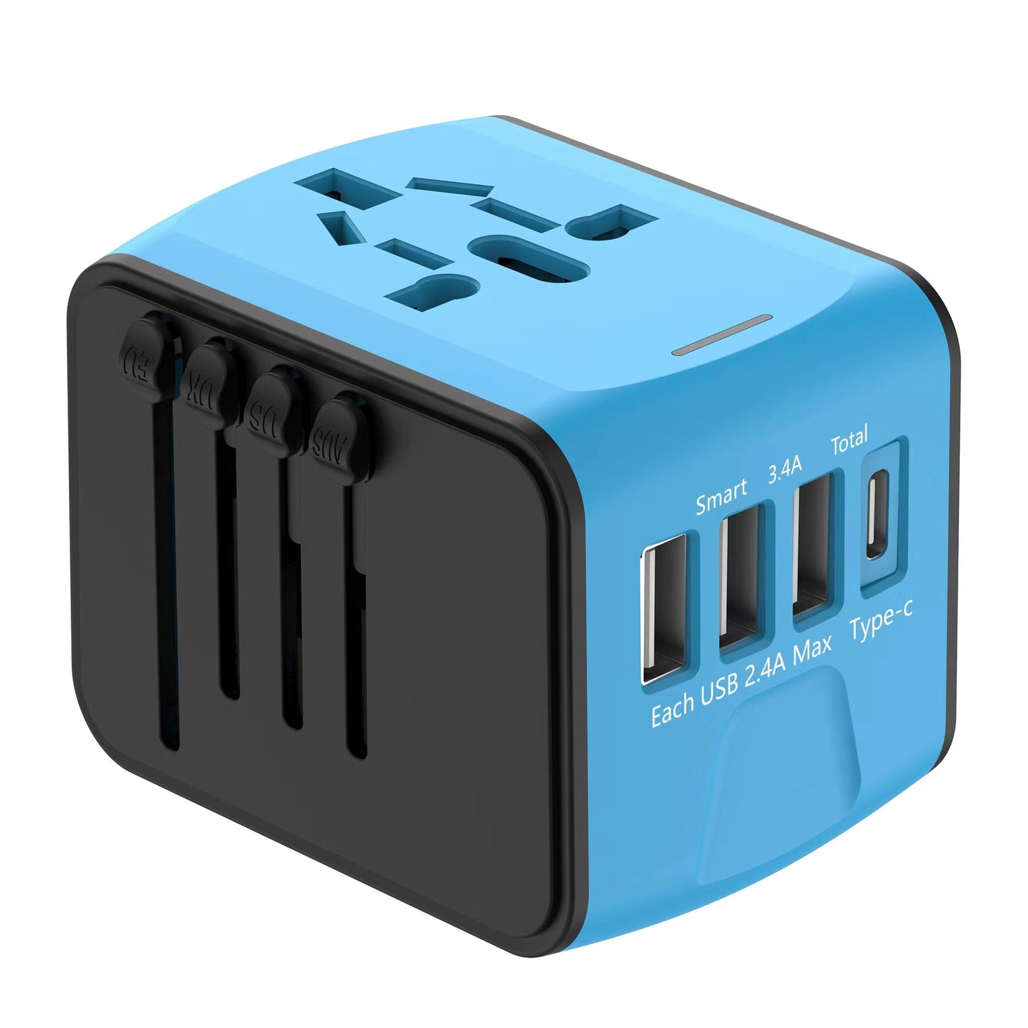 JMFONE Universal International Travel Power Adapter W/High Speed 2.4A USB, 3.0A Type-C Wall Charger, European Adapter, Worldwide AC Outlet Plugs Adapters for Europe, UK, US, AU, Asia