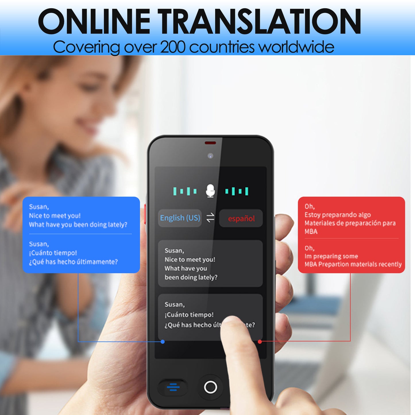 AI Language Translator Device, No WiFi Needed, 150+ Languages Instant Two-Way Voice Translator, Support ChatGPT, Online/Offline/Photo/Text/Audio & Video Call/Recording Translation for Travel