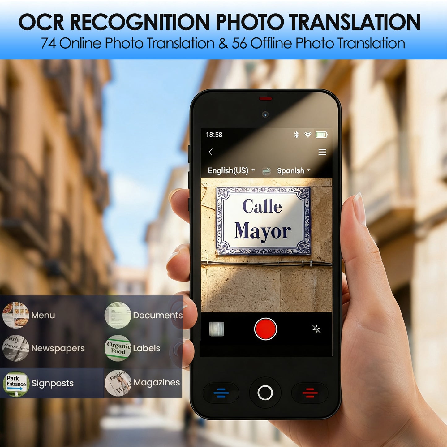 AI Language Translator Device, No WiFi Needed, 150+ Languages Instant Two-Way Voice Translator, Support ChatGPT, Online/Offline/Photo/Text/Audio & Video Call/Recording Translation for Travel