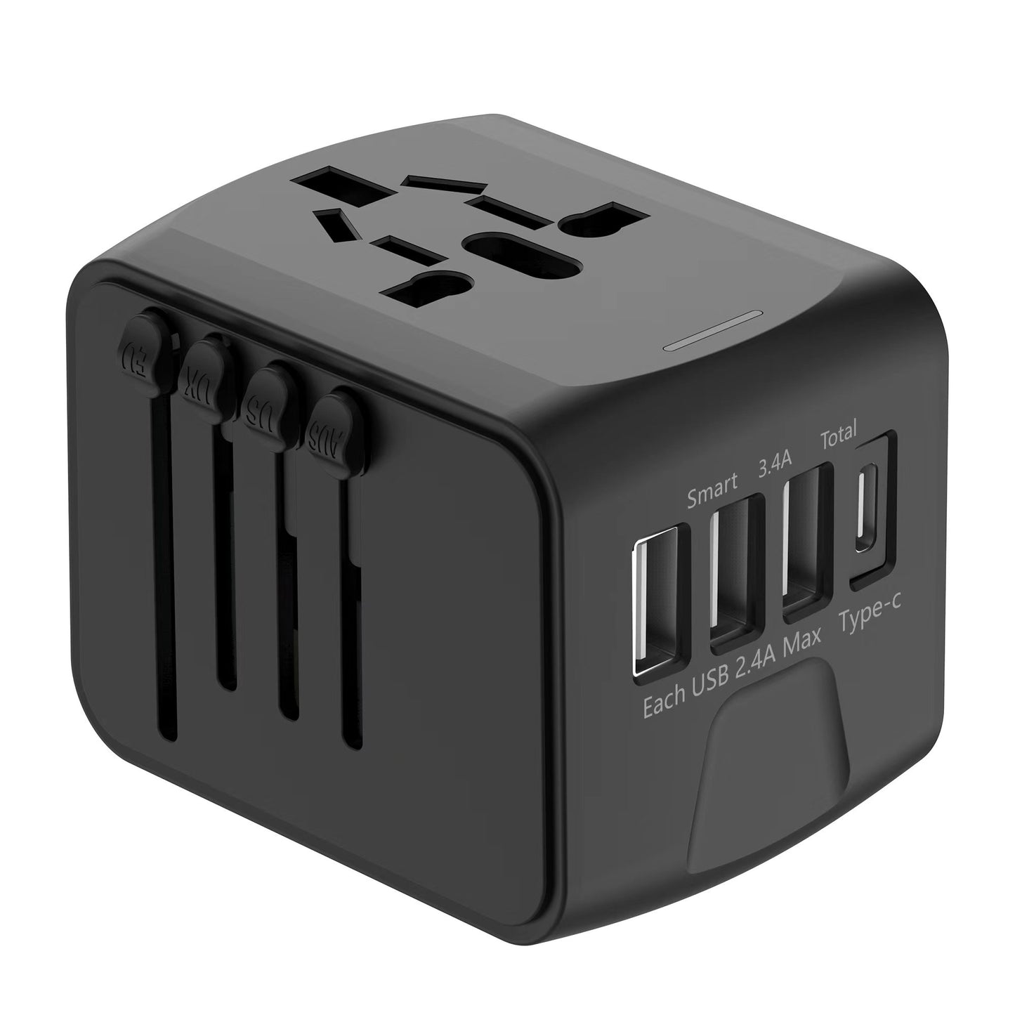 JMFONE Universal International Travel Power Adapter W/High Speed 2.4A USB, 3.0A Type-C Wall Charger, European Adapter, Worldwide AC Outlet Plugs Adapters for Europe, UK, US, AU, Asia
